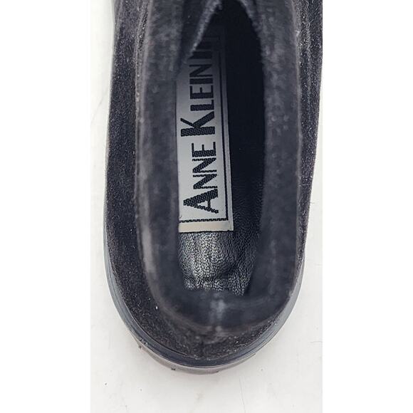 ANNE KLEIN Ander Black Suede Combat Booties Size 7 Lug Lace-Up Italy New In Box - Picture 10 of 14